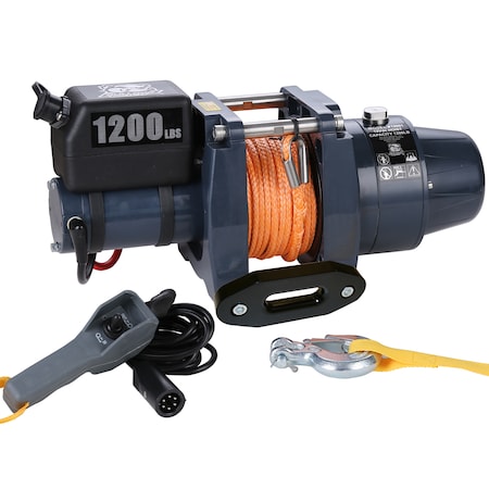 Bulldog Winch Hoist 1200 LB 12vDC Synthetic Rope 12002